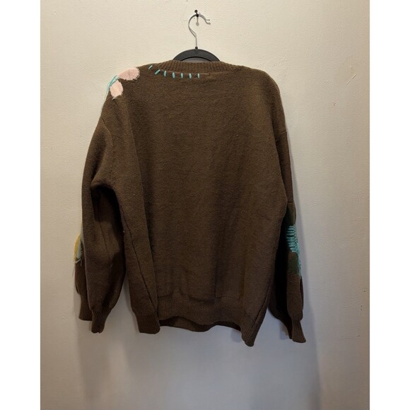 POL Groovy Bloom Balloon Sleeve Floral Sweater  Oversized Women M Hippy Fairy ￼ - Picture 5 of 8